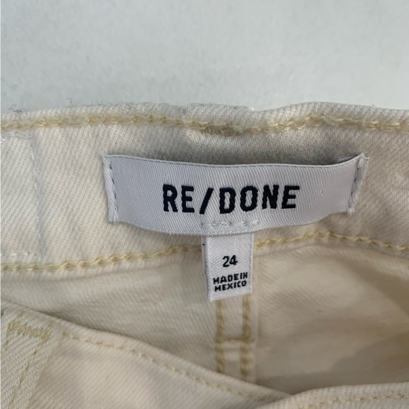 RE/DONE Stove Pipe Jeans  24  Women High Rise Straight Vintage White Crop Jeans - Picture 3 of 14